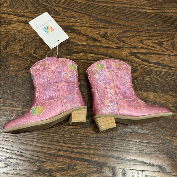 Lola + The Boys PINK IRIDESCENT HEART COWGIRL BOOTS size 22 6c toddler shoe - Picture 6 of 10